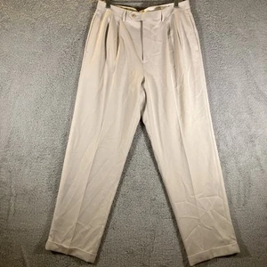 Lauren Ralph Lauren Dress Pants Mens 32x31 Ivory Pleated Cuffed Preppycore Golf - Picture 1 of 16