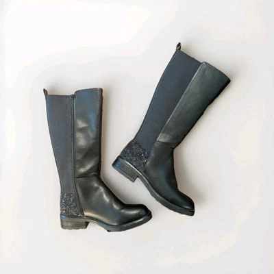 Черные кожаные сапоги для девочек Steve Madden размер 3 на боковой молнии - Изображение 1 из 4