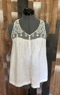 Top de Lino Twelfth Street Cynthia Vincent Talla S Boho Sin Mangas Festival Verano Foto 1 de 4