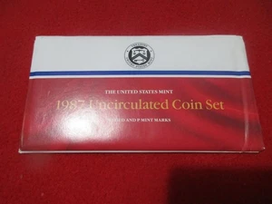 1987 P&D US Uncirculated Mint Set. In Envelope of issue. 10 Coin Set #MF-3246 - Picture 1 of 3