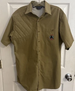 Columbia Mens M Hunting Shirt Tan Quilted Shoulder Radial Sleeve Birding - Picture 1 of 13