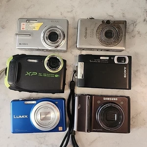 Lot of 6 untested cameras Canon Sony Samsung Lumix Fujifilm Kodak - Picture 1 of 17