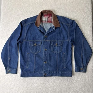 VTG Marlboro Country Store Denim Trucker Jacket w/ Leather Collar Size L NWOT - Picture 1 of 15