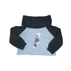 Crazy8 Girls Sweatshirt Size 4T Gray Metallic Lightning Bolt Turtleneck - Picture 1 of 4