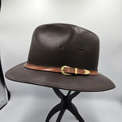 Dobbs Fifth Avenue Indiana Jones Estilo Western Sombrero Cuero XL 7 1/2 -7 5/8 Foto 1 de 4