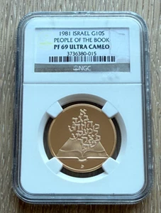 Israel 1981 Gold 1/2 oz 10 Sheqalim NGC PF69UC People of The Book - Picture 1 of 2