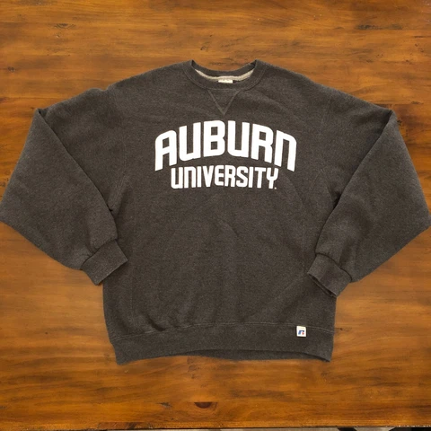 Auburn Tigers Sweatshirt Womens Medium Russell Athletic AU Gray Cover