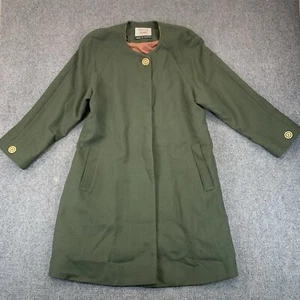 AVOCA COLLECTION WOOL KNIT COAT GREEN GOLD BUTTONS IRELAND WOMEN'S SIZE L - Picture 1 of 24
