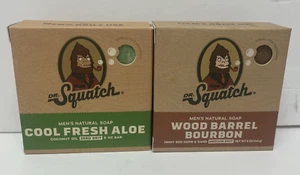 Lot 2 Dr Squatch Men’s Natural Soap Cool Fresh Aloe & Wood Barrel Bourbon - Picture 1 of 2