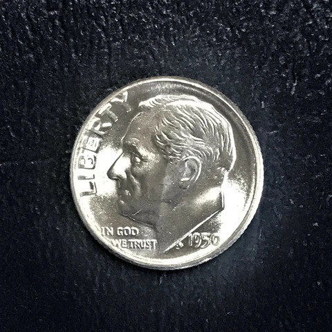 1950 D Roosevelt Dime Split Horizontal Bands Full Torch 90% Silver BU Cover