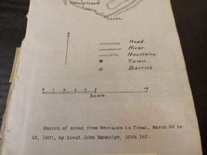 1901 Lt Randolph Scout US Philippines Insurgency War Army Sketch Map Diagram  - Picture 1 of 2