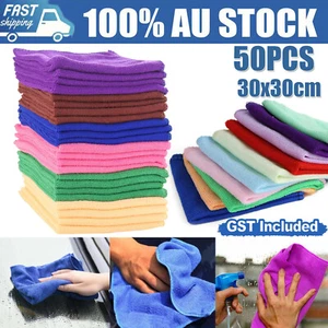 50PCS Microfibre Cloth Rag Bulk Set Car Gym Kitchen Glass Cleaning Washing Towel - Picture 1 of 12