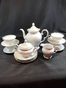 Wawel Casa Oro 20 Piece Tea Set Edged in Gold, Embossed. Made In Poland. Vintage - Picture 1 of 10