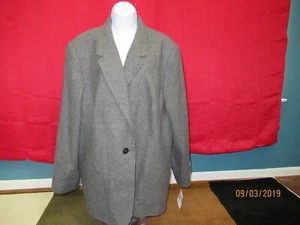 Sagharbor: Women's 24W Wool Flannel Charcoal Dress Coat / NWT - Picture 1 of 5