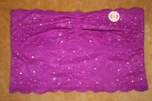 Purple Victoria's Secret Lace Bandeau w Lots Of Floral Lace & Jewels - S - Picture 1 of 5