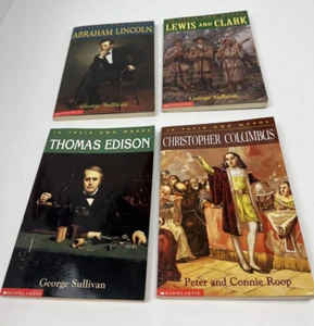 4 In Their Own Words Biography Set Books Lincoln Lewis & Clark Columbus Edison - Picture 1 of 9
