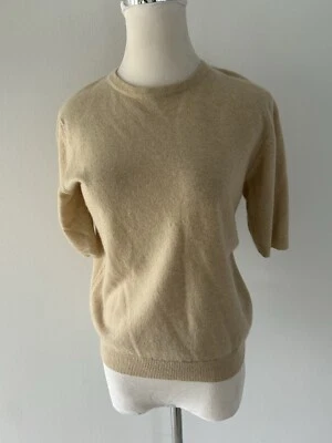 Sutton Studio 100%Cashmere Sweater  Short Sleeve Beige Lightweight  ~ Medium - Image 1 of 4