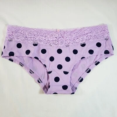 Victoria's Secret ROSA tiro extra bajo Hipster grande púrpura negro encaje a lunares Foto 1 de 4