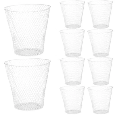 10 Pack Round Waste Basket Wire Mesh Desk Metal Trash Garbage Can Wastebasket - Image 1 of 3