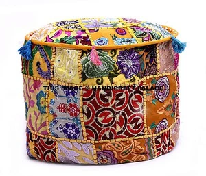 Indian Handmade Traditional Decorative Patchwork Ottoman Pouffe Footstool Cover - Picture 1 of 3