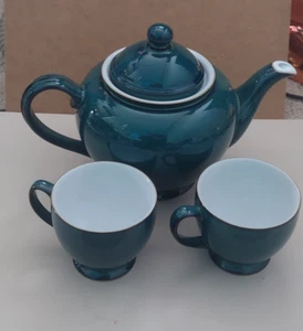 Juego de té clásico de gres Denby Greenwich que incluye una tetera y 2 tazas - Imagen 1 de 14