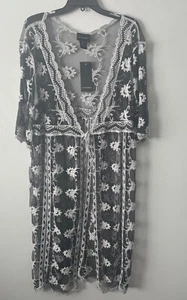 NWT Liv Los Angeles Women Black Lace Cardigan Open Front Cover Up Plus Size 2X - Picture 1 of 3