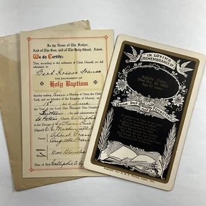 1922 Gallipolis, Ohio Funeral Card & 1913 Baptism Certificate Last Name: France - Picture 1 of 11