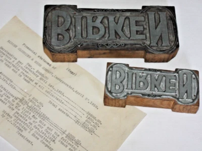 c.1910 Two Wood & Metal Block Advertising Stamps, BIRKEN, Billings Mt. History - Image 1 of 4