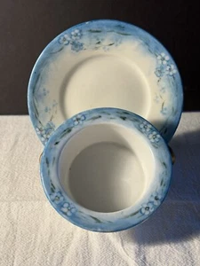 Vintage Blue Floral Custard Dish & Saucer, M Z Austria - Picture 1 of 6