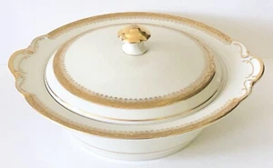 Piatto ciotola per verdure ricoperto BUCKINGHAM ORO incrostato avorio reale KPM Germania - Foto 1 di 6