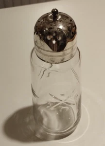 Großer SILBER (Teller ?) & GLASKRUZ Flasche Salz Pfeffer - Bild 1 von 6