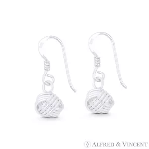 Orecchini pendenti 8 mm nodo d'amore 4 linee charm gancio in argento sterling 925 - Foto 1 di 1