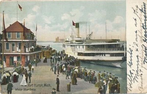 PORT HURON MI - Cartolina Dock Stella Bianca - udb - Foto 1 di 2