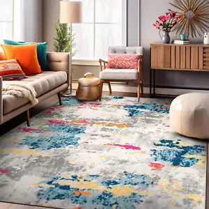 Rugshop Area Rug Distressed Abstract Pattern Carpet Rugs for Dining Room 3x5 Rug - Picture 1 of 11
