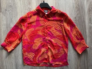 Vintage Southern Lady Orange & Red Pattern Button Down Blouse size Small - Picture 1 of 4