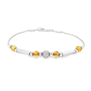 ITALIAN 925 STERLING SILVER ORANGE BEAD BRACELET 7.25” Womens Ladies Gift - Picture 1 of 5