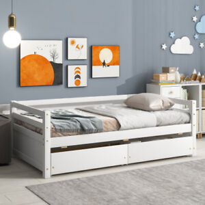 Twin Size Daybed with 2 Storage Drawer Sofa Bed Loft Bed for Bedroom Living Room