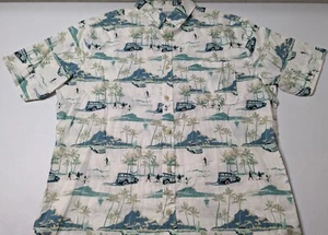 Croft & Barrow Tropical Shirt Men's Size L White 1950s Car Easy Care Button Up - Picture 1 of 5