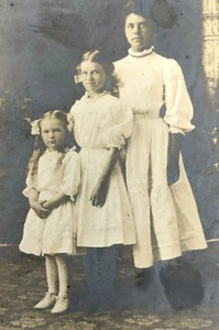VTG Real Photo Postcard RPPC 3 Granddaughters Holton MI 1907 - 1909 AZO Unposted - Picture 1 of 4
