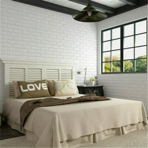 10/40pcs Self Adhesive 3D Tile Foam Stick Wall Paper Brick Wall Sticky Wallpaper - Picture 1 of 61