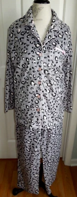 NUEVO JUEGO DE PIJAMA ELLEN TRACY ESTAMPADO ANIMAL GRIS SUAVE CÓMODO con ACENTOS ROSAS TALLA LG Foto 1 de 4