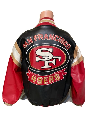 Vintage San Francisco 49ers G III FAUX LEATHER Zip Up Jacket Size Large Mens Cover