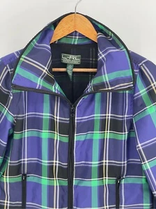 Chaqueta activa Lauren Ralph Lauren para mujer talla pequeña a cuadros púrpura verde cremallera completa - Imagen 1 de 12