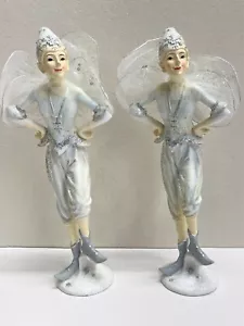 December Diamonds Male Boy Fairy Pair of 12" Statues Blue/Silver German Folklore - Picture 1 of 10