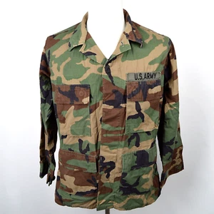 Vintage Military BDU Woodland Camo Jacket Coat Mens Small Short Hot Weather Army - Picture 1 of 12
