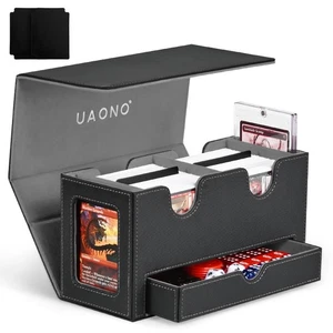 Caja de baraja de cartas para MTG, caja de almacenamiento doble con 2 pantallas de comandante y 1 dado T... - Imagen 1 de 6