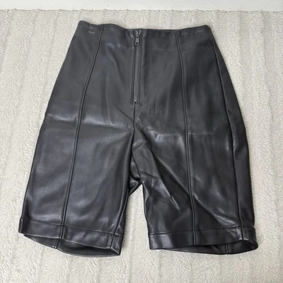 House Of CB London Silva Shorts Women’s XS Black Vegan Leather Zip Front READ - Image 1 of 4