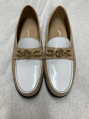 Louis Vuitton Zapatos Mocasines Planos de Ajedrez Beige Blanco Cuero (Talla 37.5) Foto 1 de 4