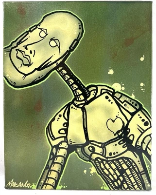 Figura Robot Pintura Acrílica Original Matt Marsango “Chance” 11x14 Firmada Foto 1 de 4