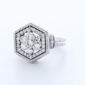 1.0 CTW Lab-Created Diamonds E/VVS2 Round Cut 14K White Gold Rope Style Cocktail - Picture 1 of 3